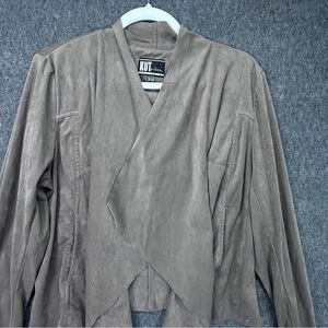 KUT From The Kloth Jacket Womens XL Brown Draped Open Front Faux Suede KJ25001